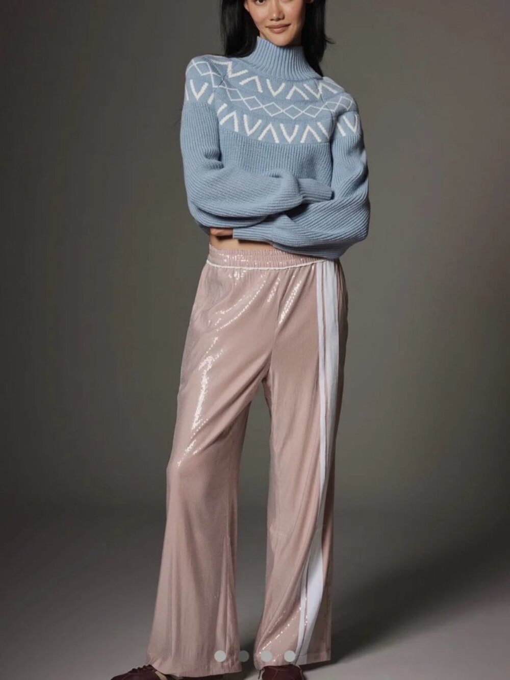 The Brooklin Sequin Pull-On Track Pants by Maeve NWT! Pink Size M Tall